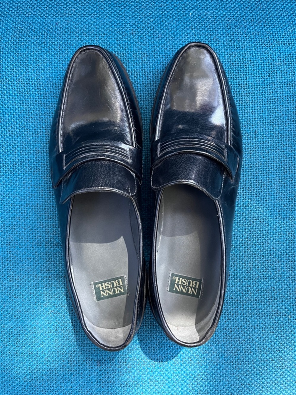 Nunn Bush Men's Black Leather Penny Loafers Polished Slip-On Dress Shoes Size 12